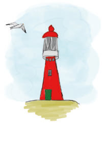 Illustratie van de vuurtoren van Vlieland